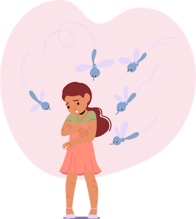 Mosquitoes bite child which is causing itch  Illustration