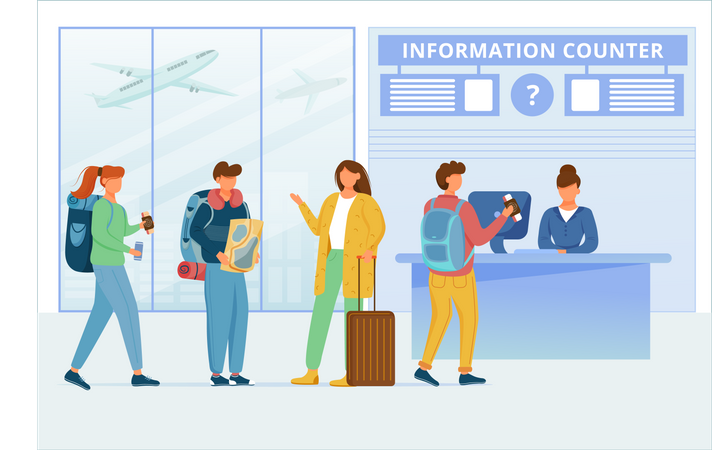 Mostrador de información del aeropuerto  Ilustración