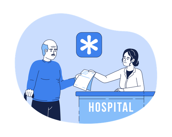 Mostrador de recepción del hospital  Ilustración