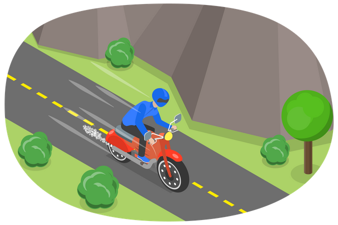 Randonnées motards et déplacements sur route à vélo  Illustration