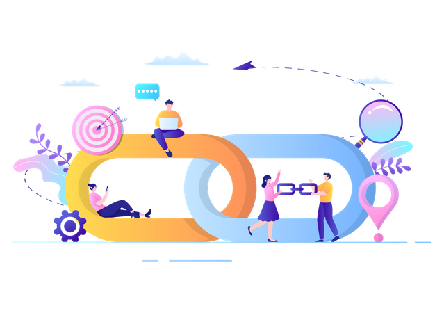 Moteur de recherche relié entre eux  Illustration