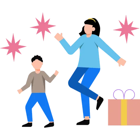 Mother and child having fun  Illustration