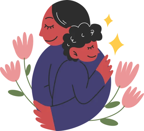 Mother and Child Hug  Illustration