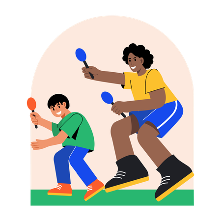 Mother and child playing easter game  Illustration