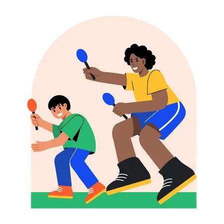 Mother and child playing easter game  Illustration