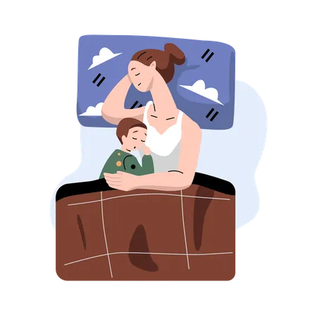 Mother and child Sleeping  Illustration