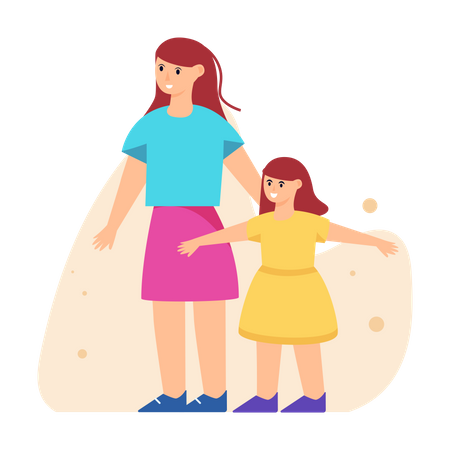 Mother and Daughter Illustration