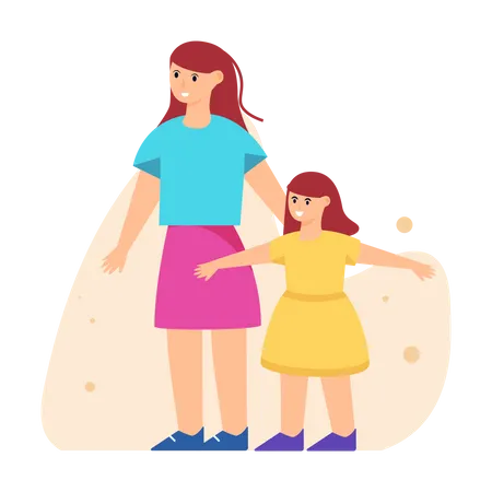 Mother and Daughter  Illustration