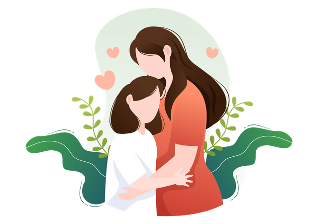 Mother and daughter Illustration