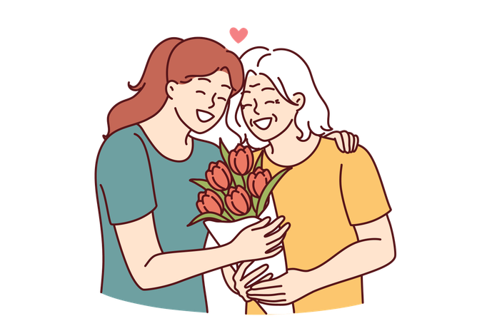 Mother and daughter are celebrating mother's day  Illustration