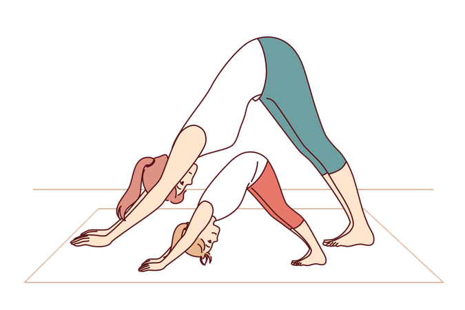 Mother and daughter are doing exercise  Illustration