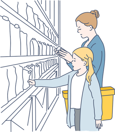 Mother and daughter are shopping together  Illustration