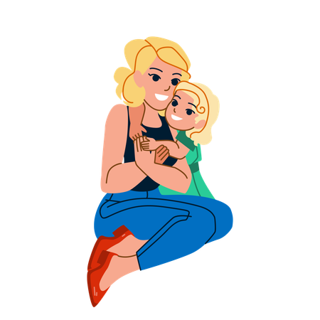 Mother and daughter are spending quality time  Illustration