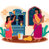illustration for lady mopping floor
