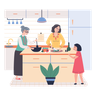 free cooking together illustrations