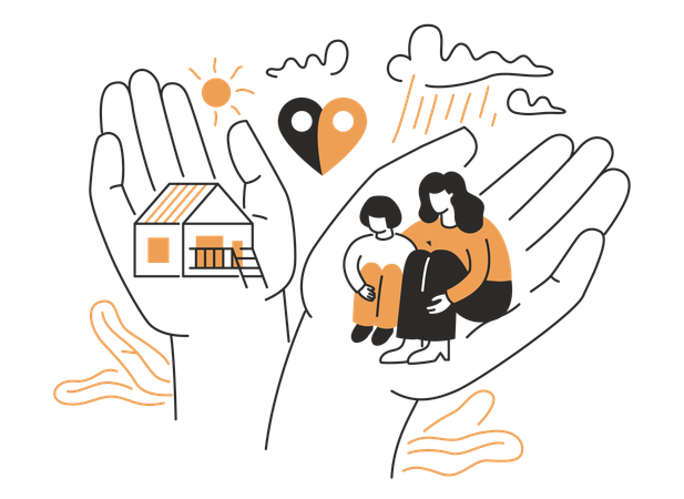 Mother and daughter forced relocation  Illustration