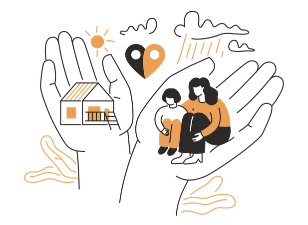Mother and daughter forced relocation  Illustration