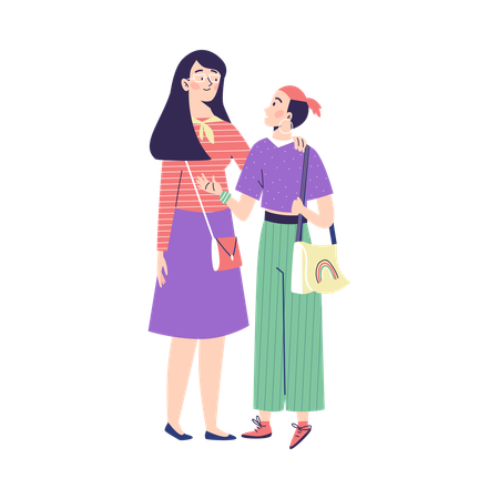 Mother and daughter have friendly conversation  Illustration