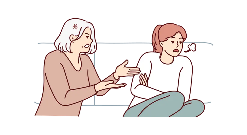 Mother and daughter having argument  Illustration