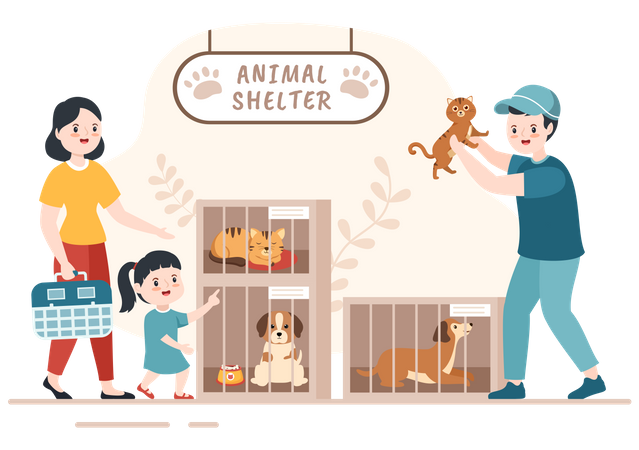 Mother and daughter in adoption center  Illustration