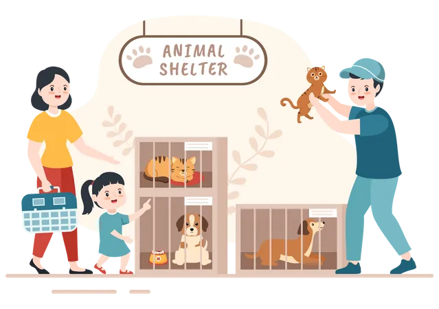 Mother and daughter in adoption center  Illustration