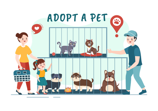 Mother and daughter in adoption center  일러스트레이션
