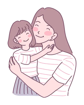 Mother and daughter love Illustration