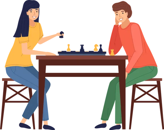Mother And Daughter Playing Board Game Together Vector Isolated On White Illustration Female Characters Friends Playing Chess Sitting On Chairs At Table Indoor Entertainment For Adults And Children Illustration
