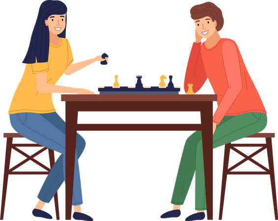 Mother and daughter playing board game at table  Illustration