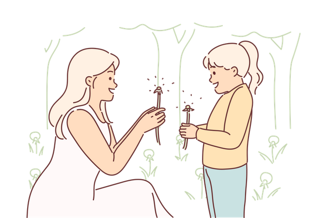 Mother and daughter playing together  Illustration
