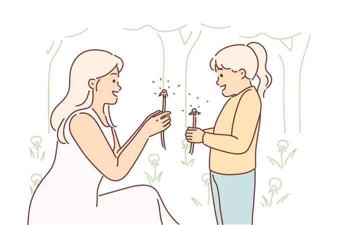 Mother and daughter playing together  Illustration