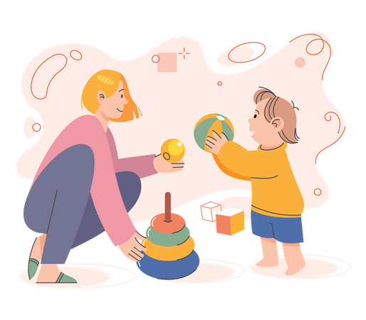 Mother and daughter playing together  Illustration