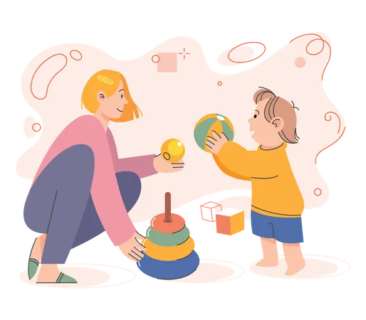 Mother and daughter playing together  Illustration