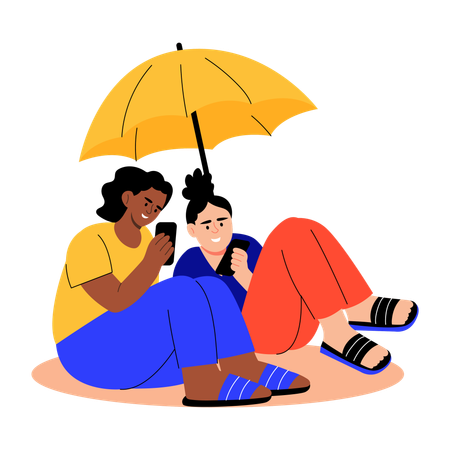 Mother and daughter sharing secrets  Illustration