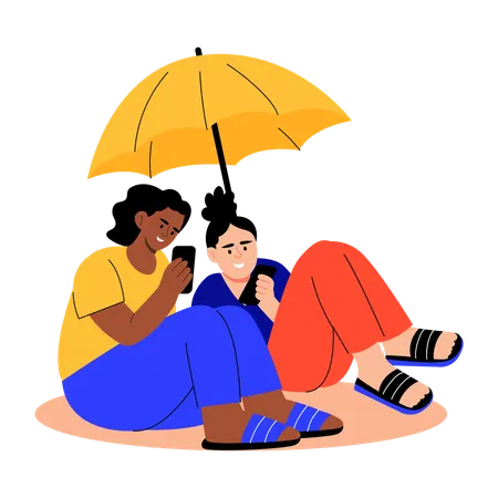 Mother and daughter sharing secrets  Illustration