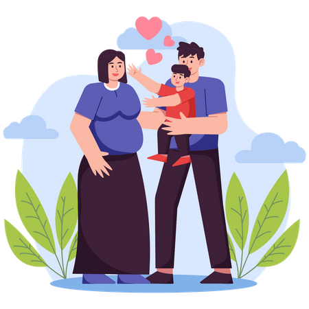 Mother and father loving their son  Illustration