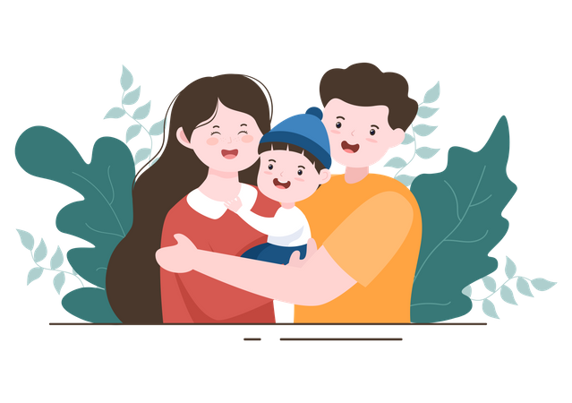 Mother and father with kid Illustration