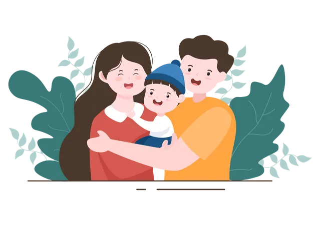 Mother and father with kid  Illustration