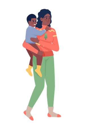 Mother and her son Illustration