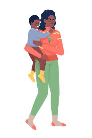 Mother and her son  Illustration