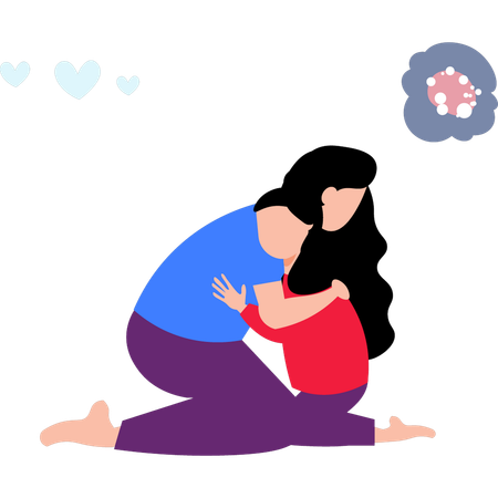 Mother And Kid Hugging Each Other  Illustration
