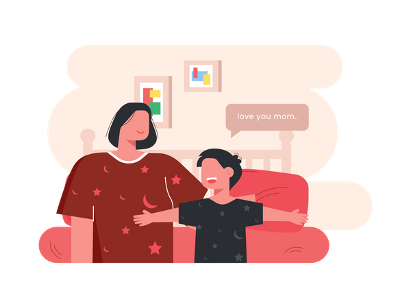 Mother and son  Illustration