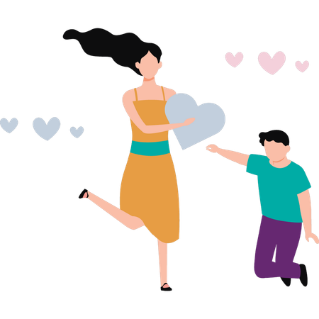 Mother and son are having fun  Illustration