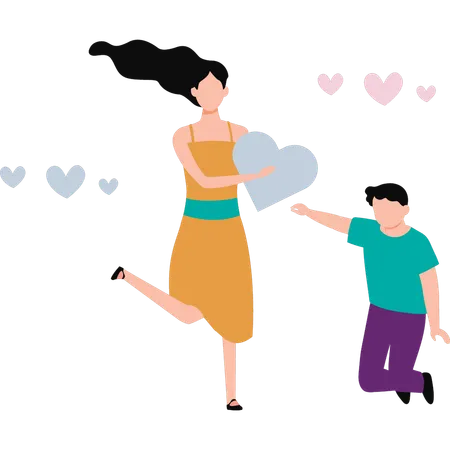 The Mother And Son Are Having Fun Illustration