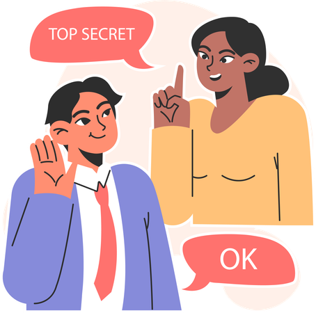 Mother and son are sharing top secrets  Illustration