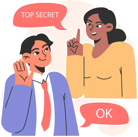 Mother and son are sharing top secrets  Illustration
