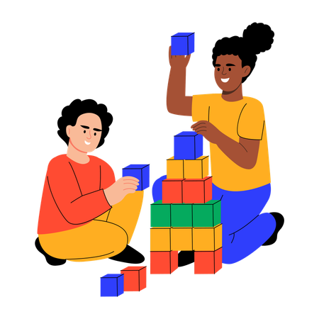 Mother and son doing playing activity  Illustration