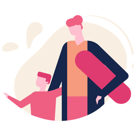 Mother and son doing shopping  Illustration