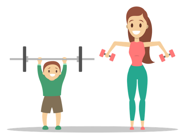 Mother and son exercise Illustration