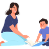 illustration mom teaching child
